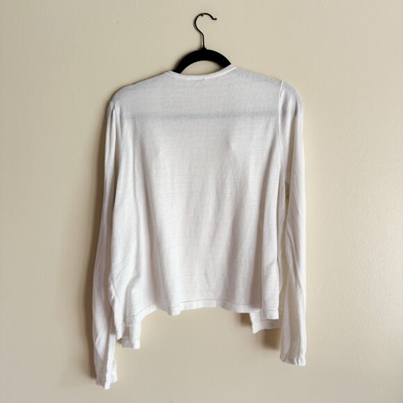 J. Jill White Button Front Cotton Bamboo Lightweight Cardigan Sweater Large Tall - Picture 5 of 6